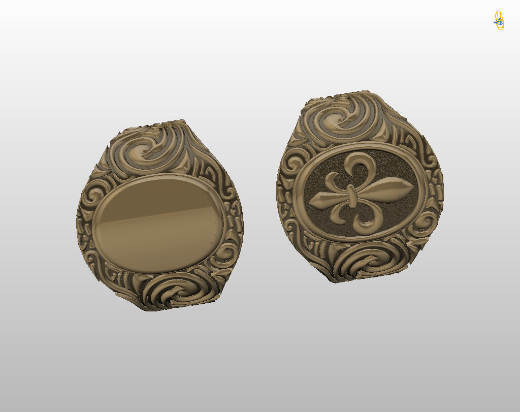 Royal lily ring Heraldic 3D print model_4