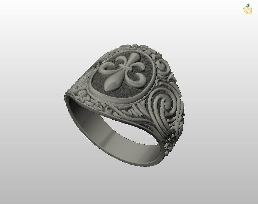 Royal lily ring Heraldic 3D print model_24