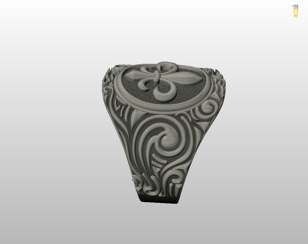 Royal lily ring Heraldic 3D print model_16