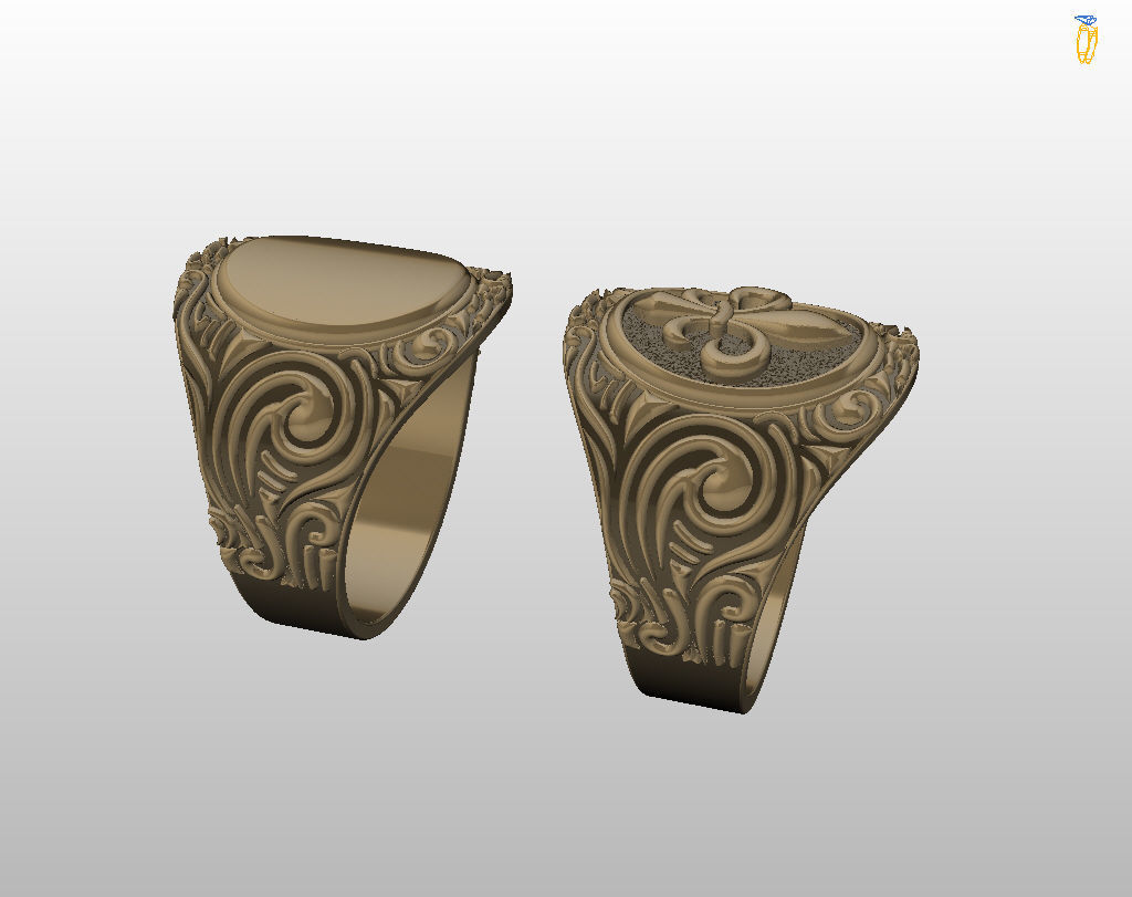 Royal lily ring Heraldic 3D print model_29