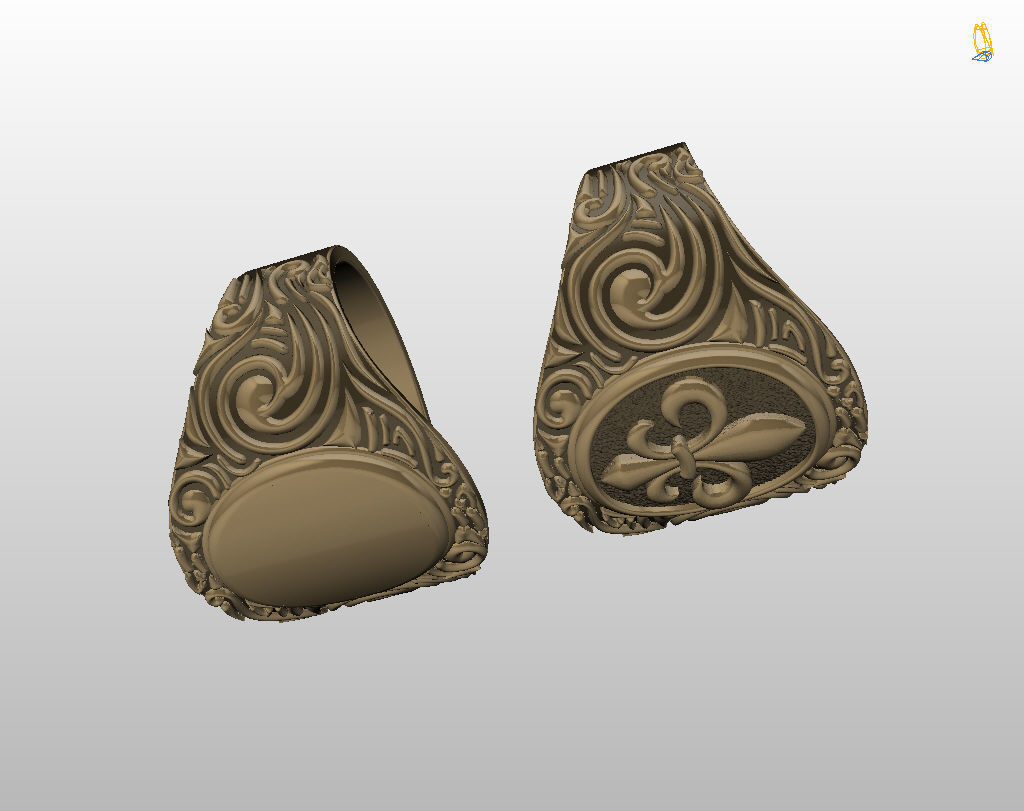 Royal lily ring Heraldic 3D print model_11