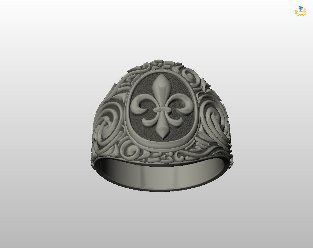 Royal lily ring Heraldic 3D print model_32