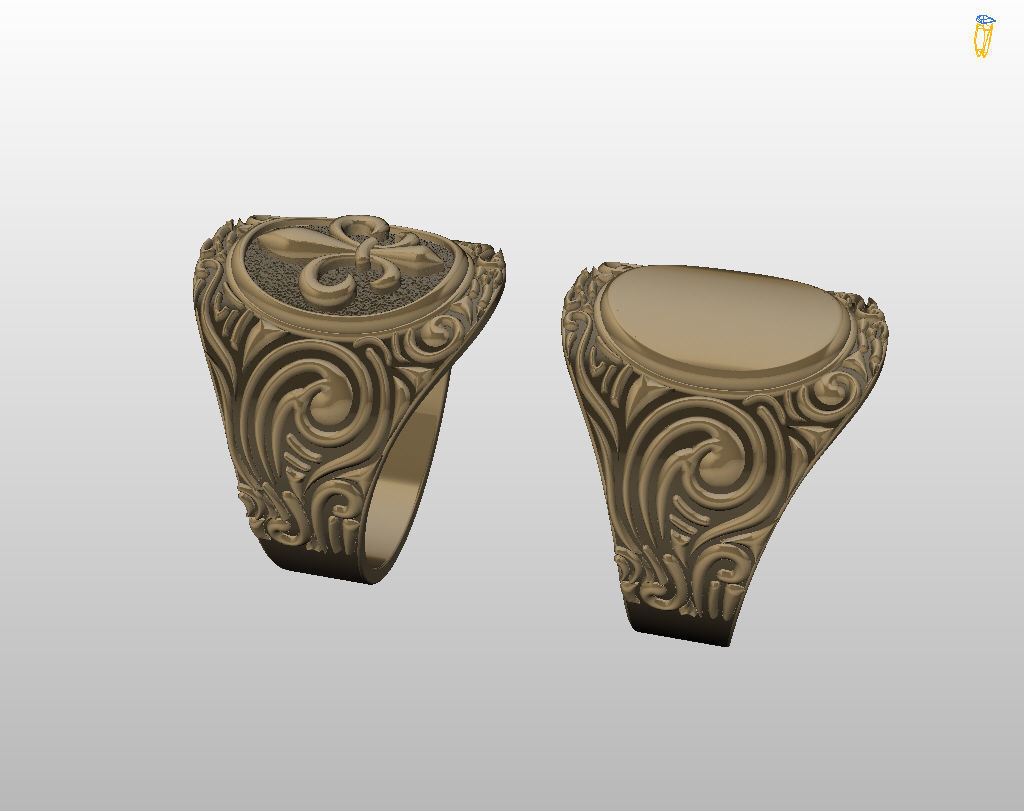Royal lily ring Heraldic 3D print model_45
