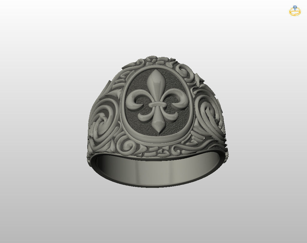 Royal lily ring Heraldic 3D print model_7