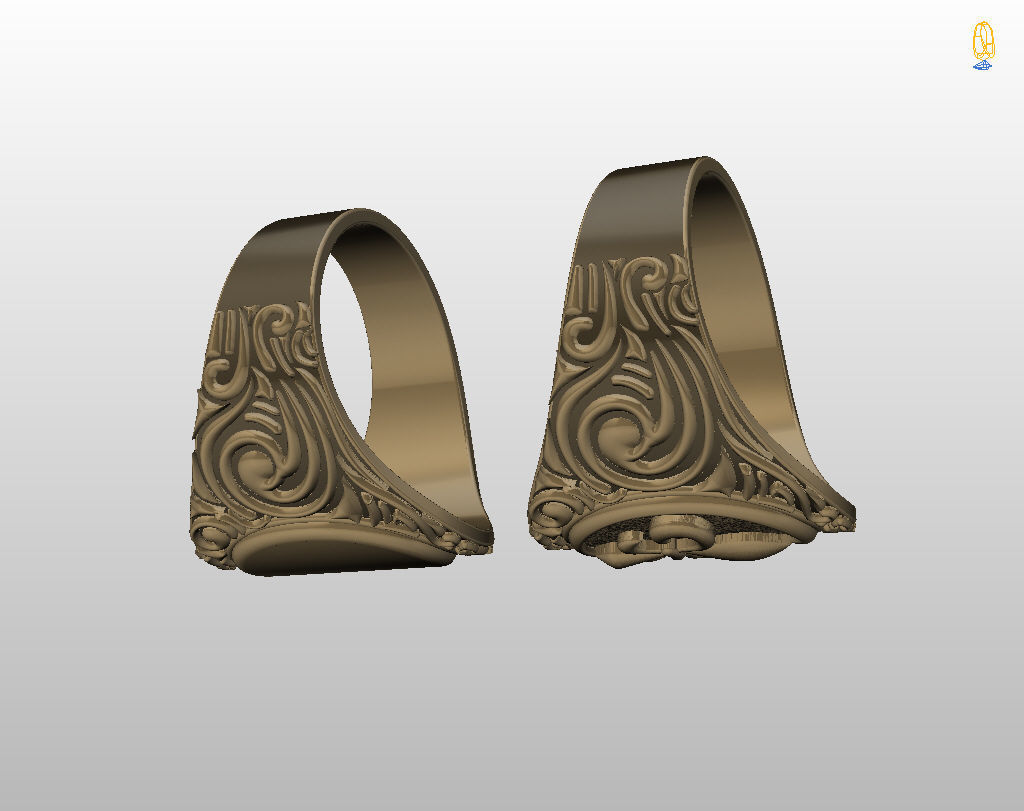 Royal lily ring Heraldic 3D print model_13