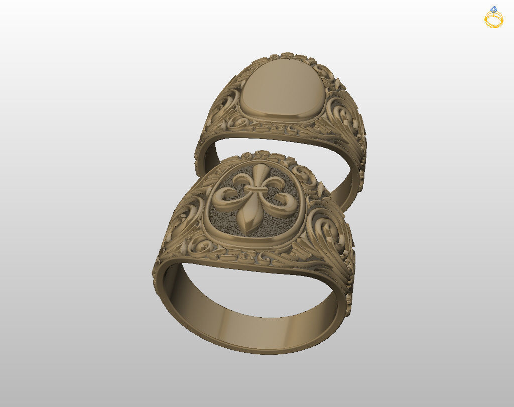 Royal lily ring Heraldic 3D print model_41