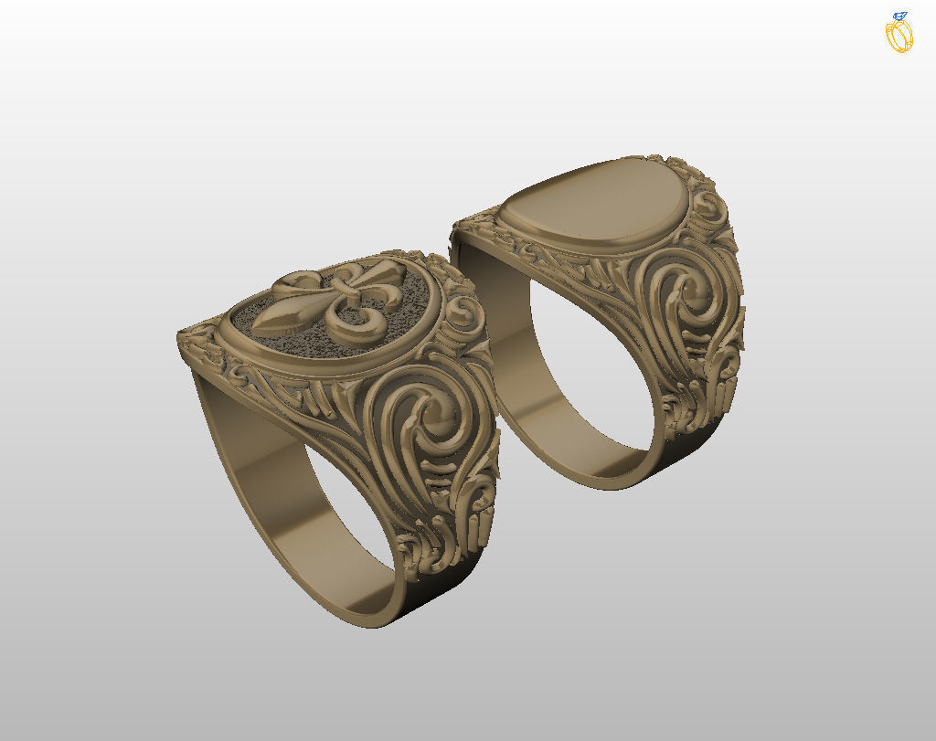 Royal lily ring Heraldic 3D print model_46