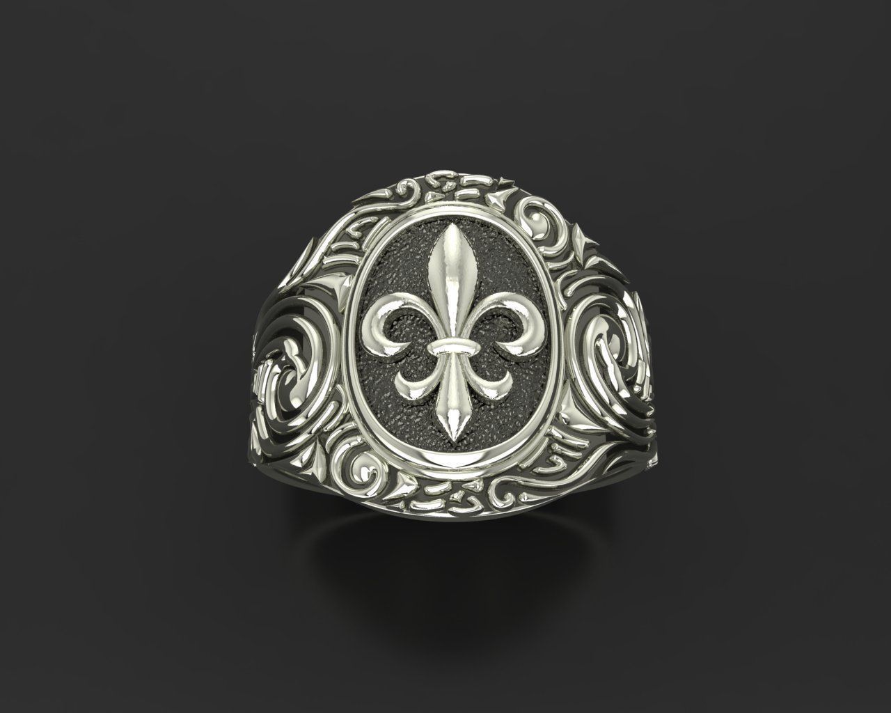 Royal lily ring Heraldic 3D print model_1
