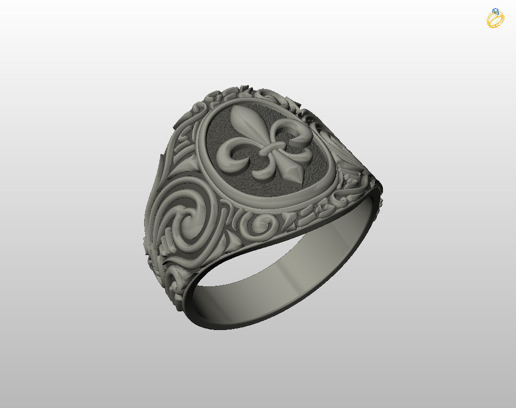 Royal lily ring Heraldic 3D print model_6
