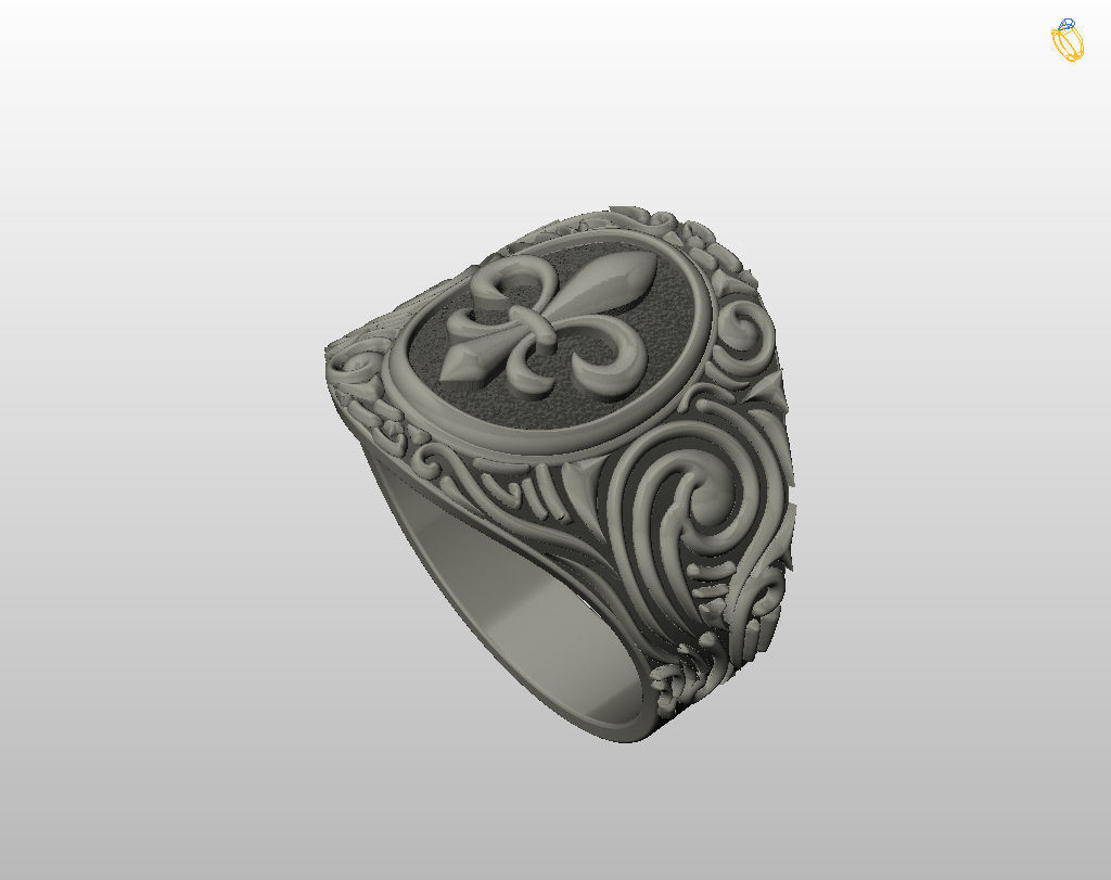 Royal lily ring Heraldic 3D print model_12