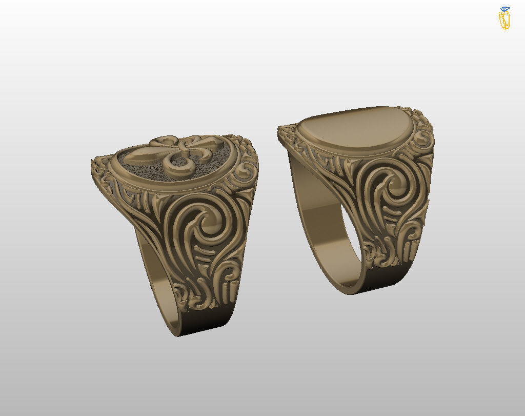 Royal lily ring Heraldic 3D print model_49