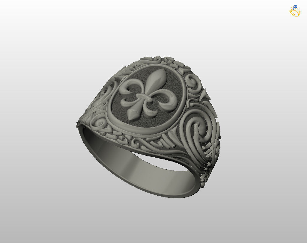 Royal lily ring Heraldic 3D print model_10