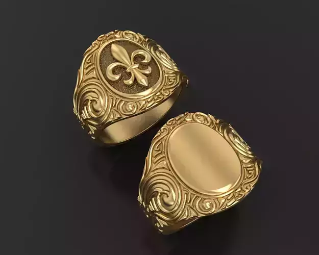Royal lily ring Heraldic  3D print model