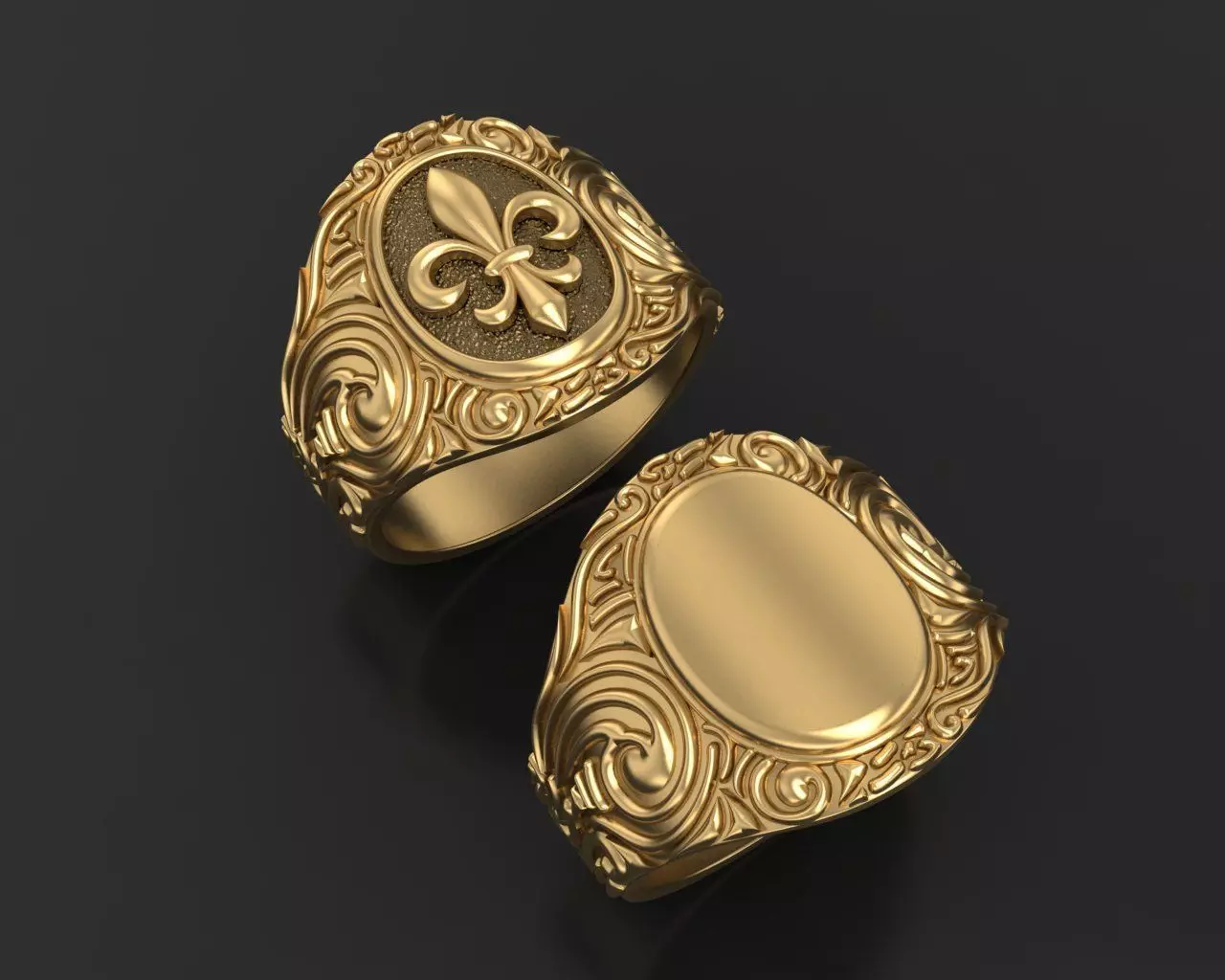 Royal lily ring Heraldic 3D print model_0