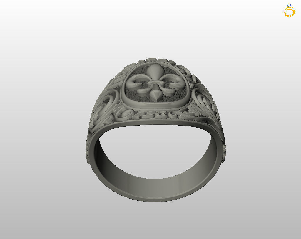Royal lily ring Heraldic 3D print model_34
