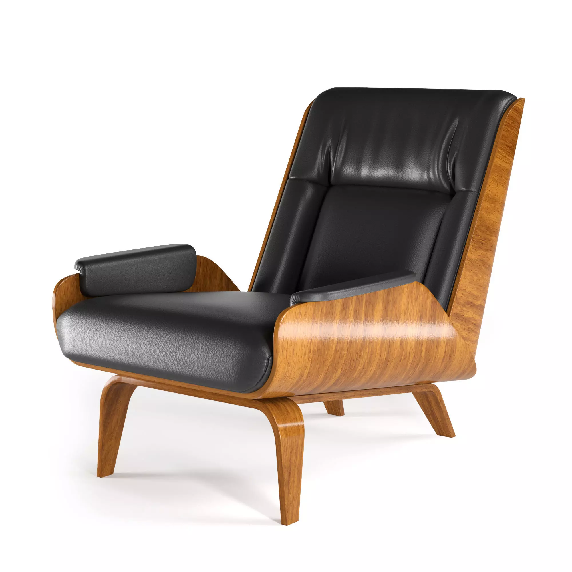 Paulo Bent Ply Leather Chair-corona Free 3D model