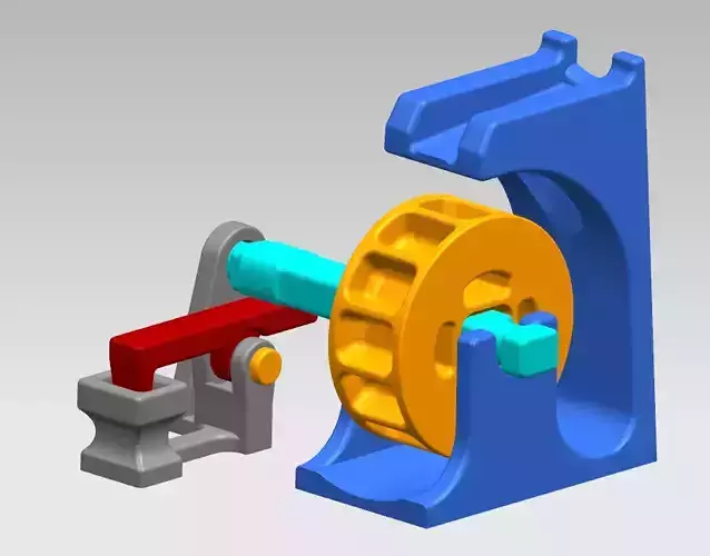 Waterwheel machine tool with gears and wheels 3D model
