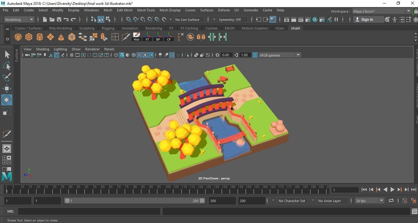 Illustrator 3D enviornment Low-poly 3D model_11