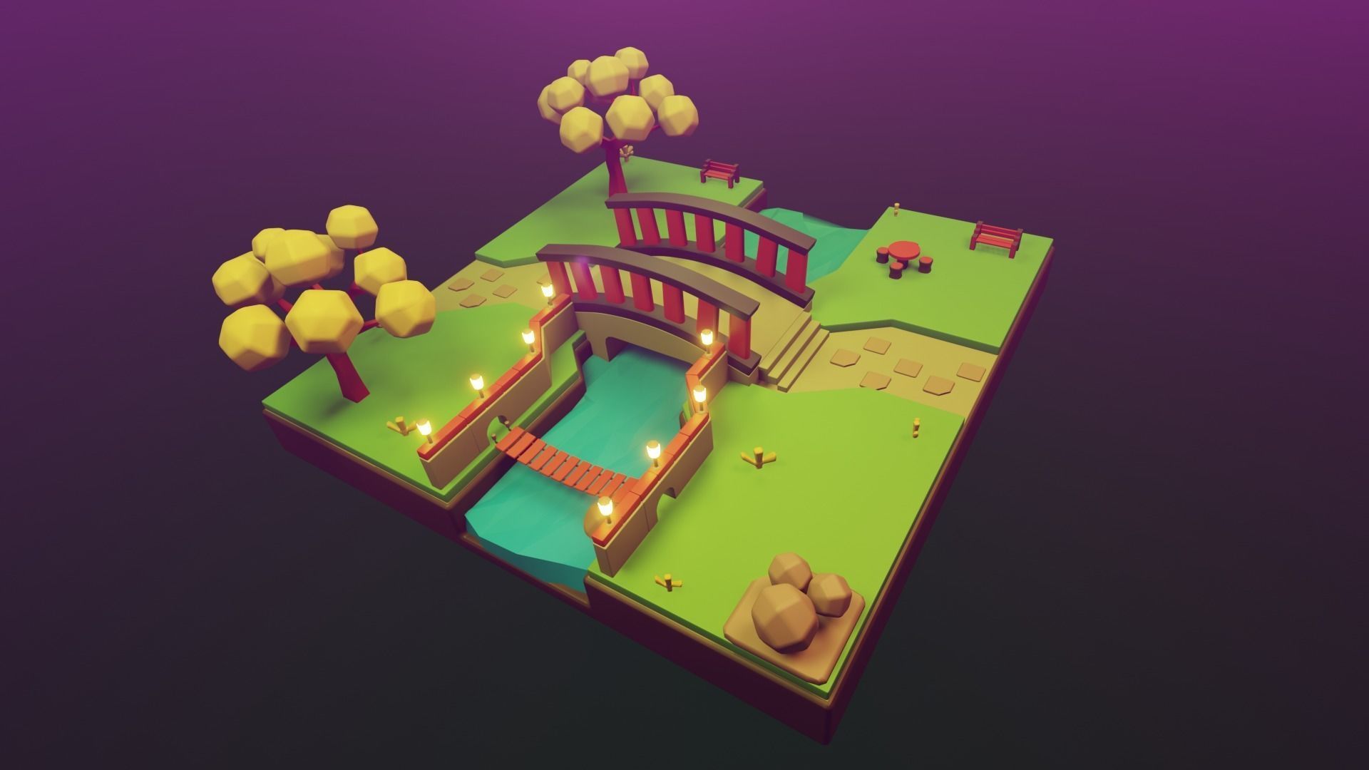 Illustrator 3D enviornment Low-poly 3D model_3