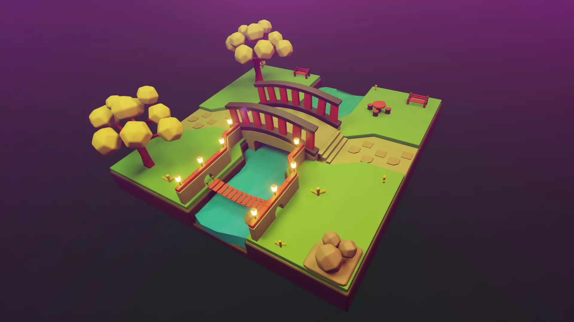 Illustrator 3D enviornment Low-poly 3D model_0