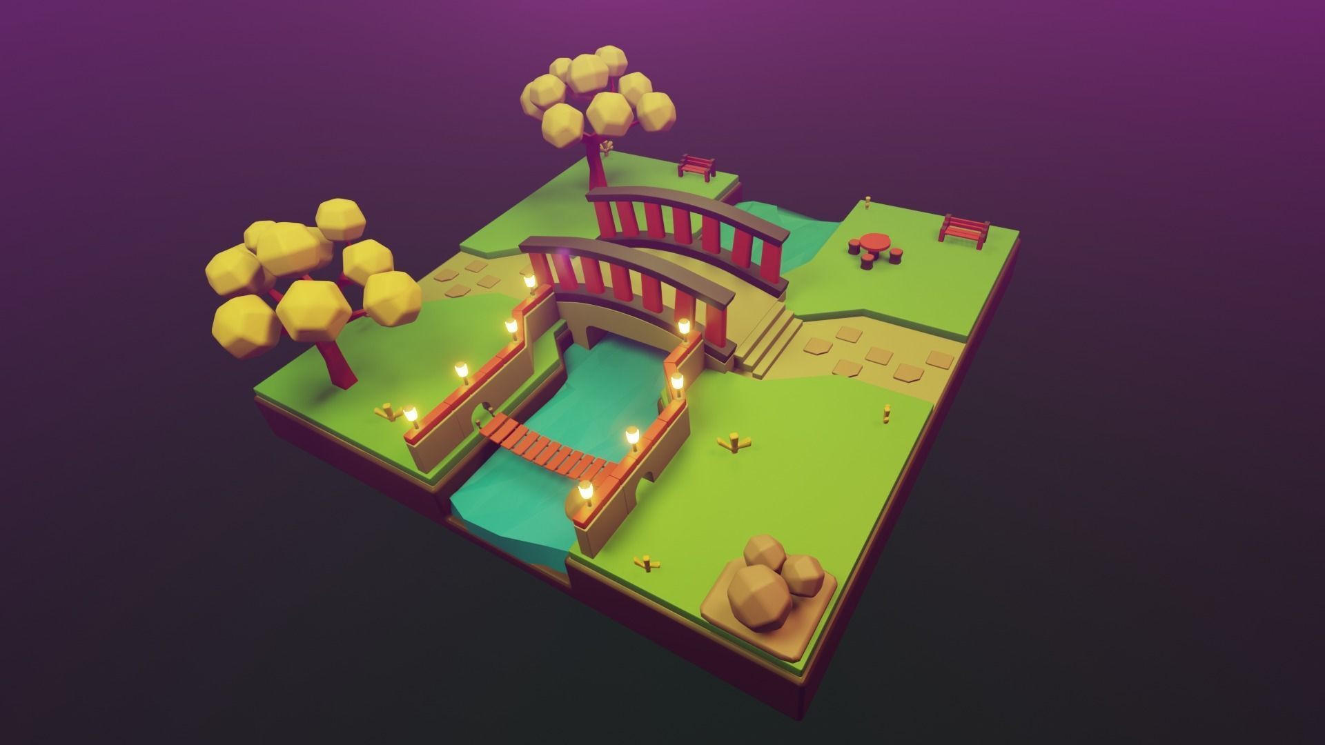 Illustrator 3D enviornment Low-poly 3D model_1