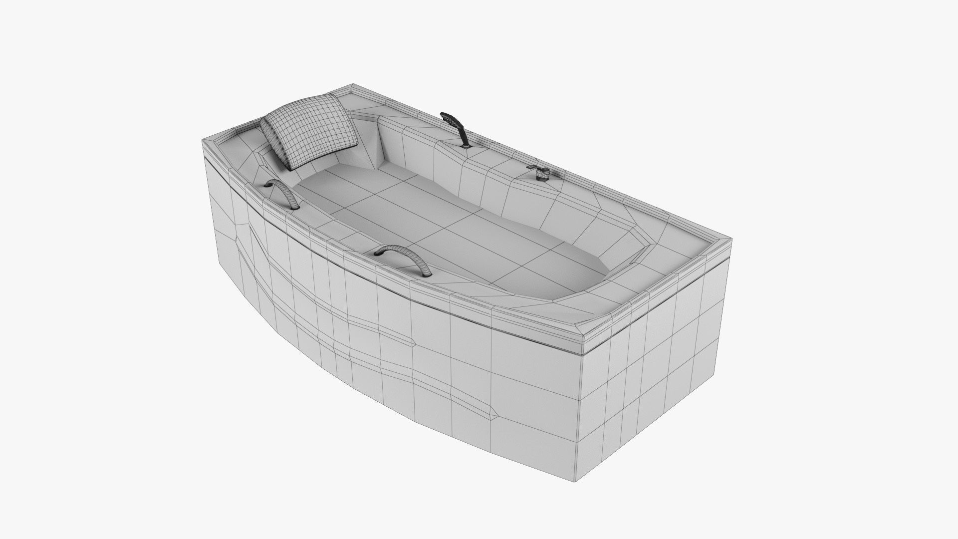 bathtub 01 Low-poly 3D model_9