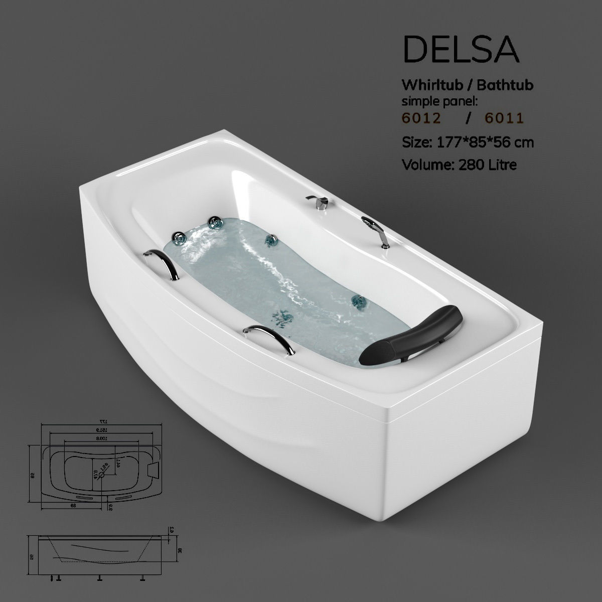 bathtub 01 Low-poly 3D model_7