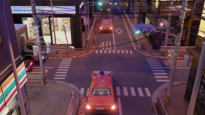 Tokyo Street Scene 3D model 7