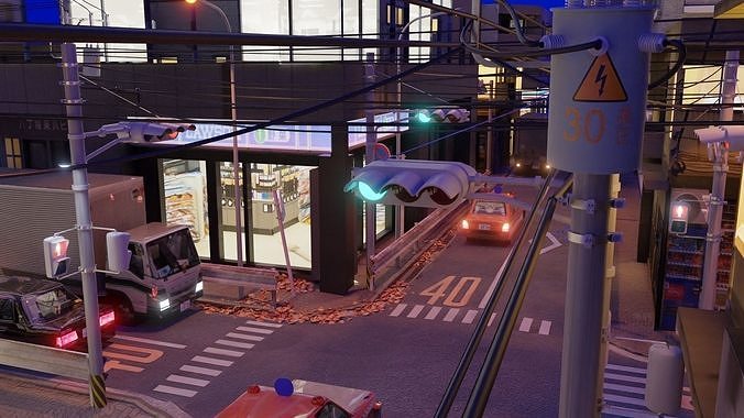 Tokyo Street Scene 3D model 2