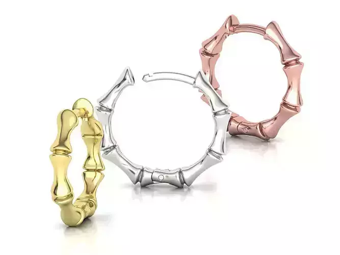 Hoop Earrings Bamboo Women Earrings 3dmodel