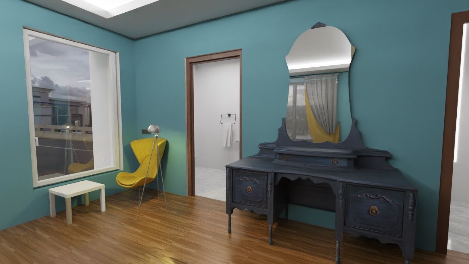 vintage dressing table Low-poly 3D model_2