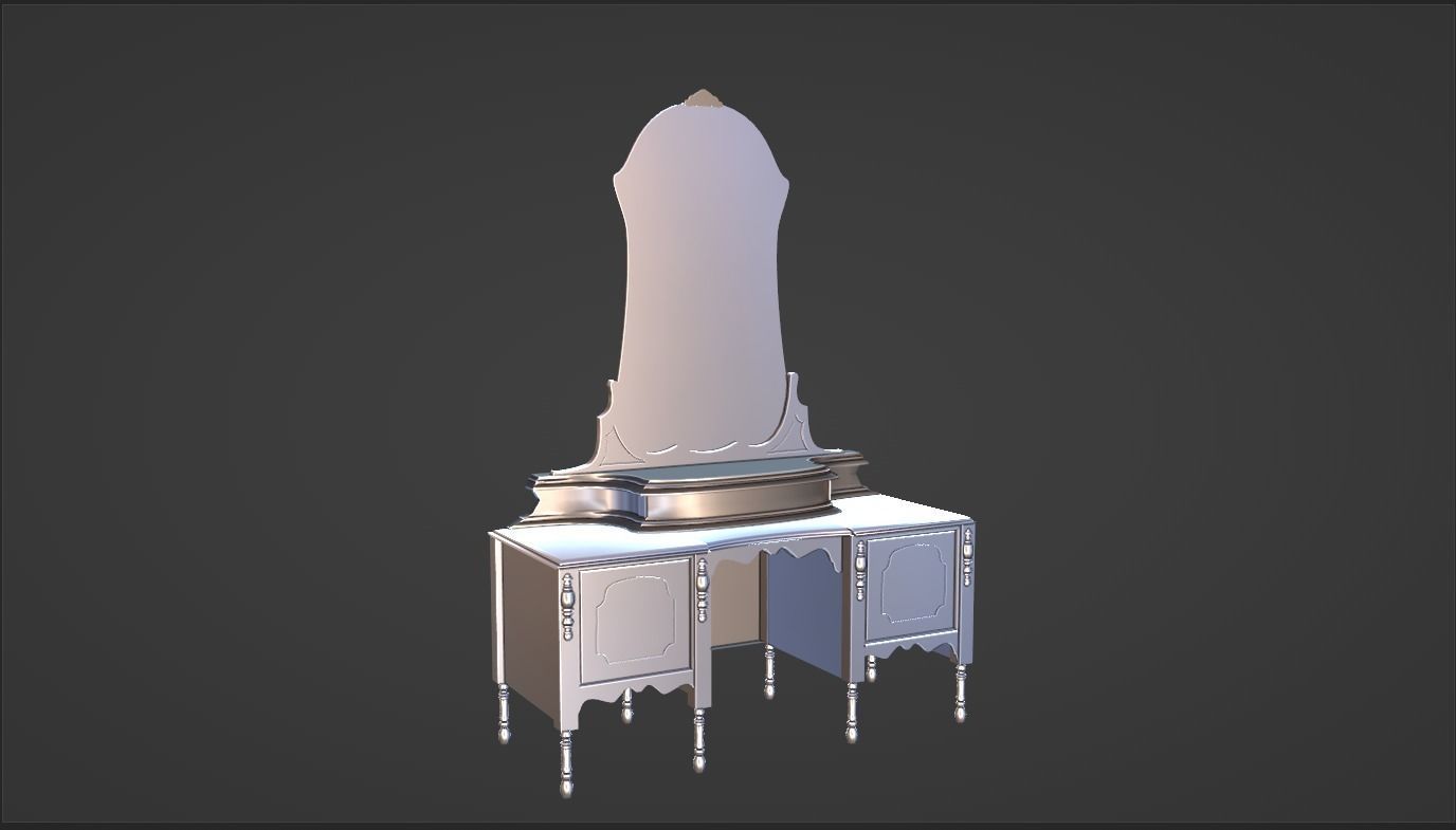 vintage dressing table Low-poly 3D model_5