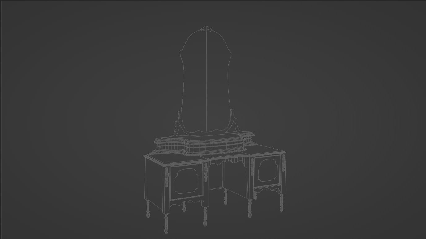 vintage dressing table Low-poly 3D model_4