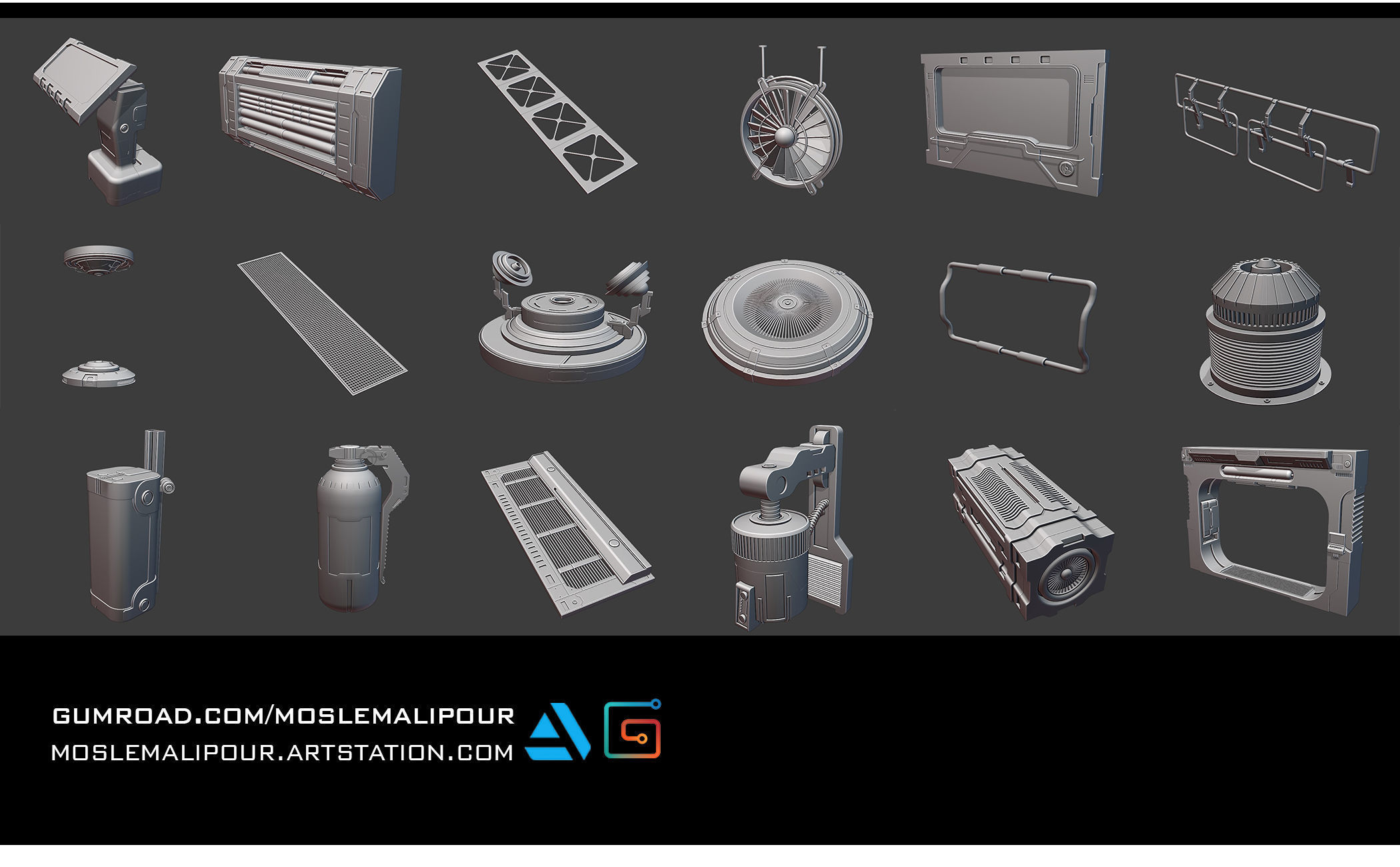 120 SCI-FI SPACE STATION KITBASH VOL 02 3D model_5