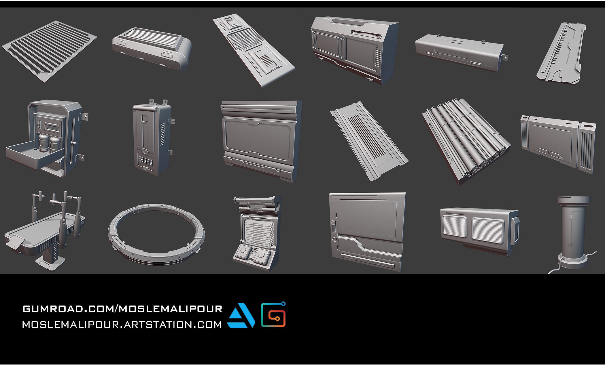 120 SCI-FI SPACE STATION KITBASH VOL 02 3D model_3