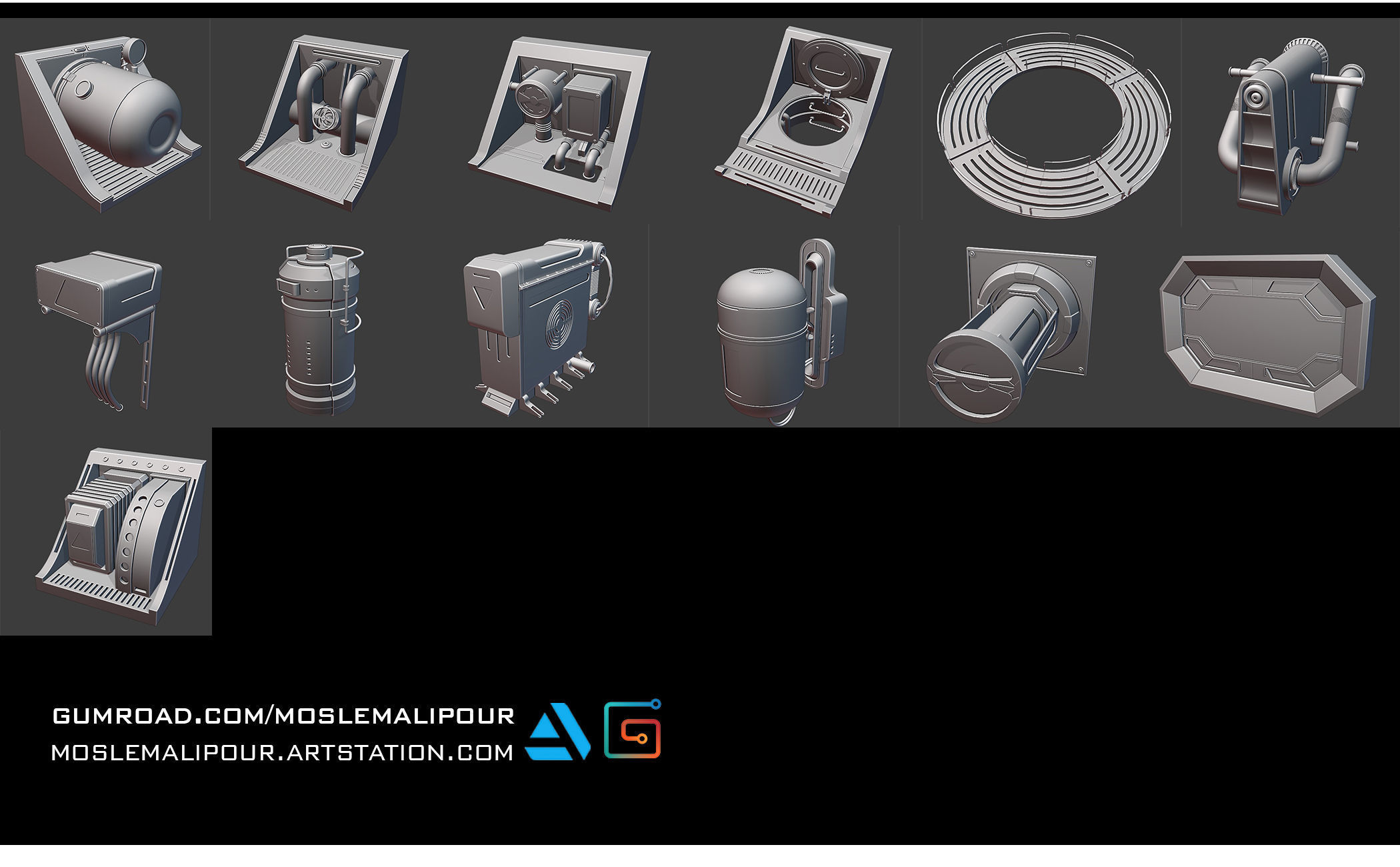 120 SCI-FI SPACE STATION KITBASH VOL 02 3D model_2