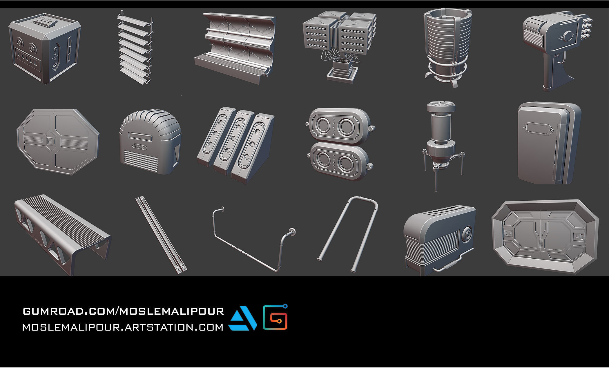 120 SCI-FI SPACE STATION KITBASH VOL 02 3D model_7