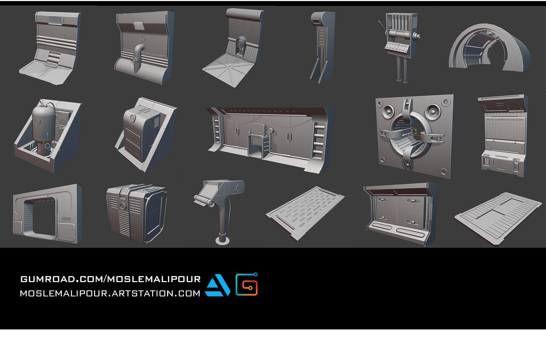 120 SCI-FI SPACE STATION KITBASH VOL 02 3D model_1