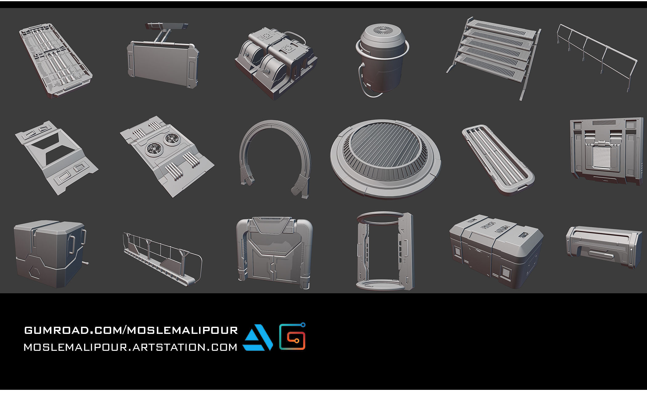 120 SCI-FI SPACE STATION KITBASH VOL 02 3D model_4