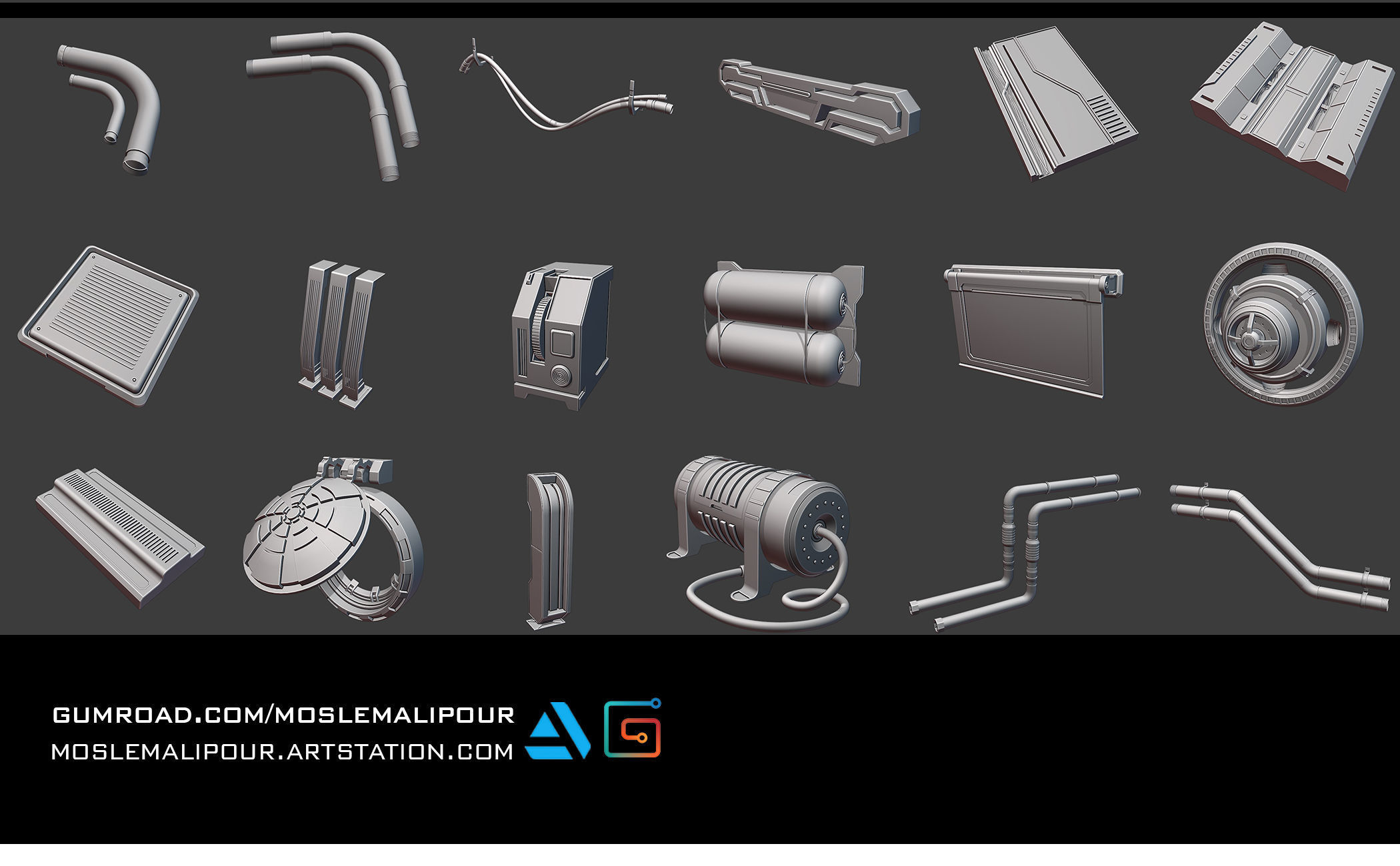 120 SCI-FI SPACE STATION KITBASH VOL 02 3D model_6