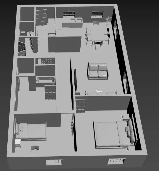 house model floor plan of Free low-poly 3D model
