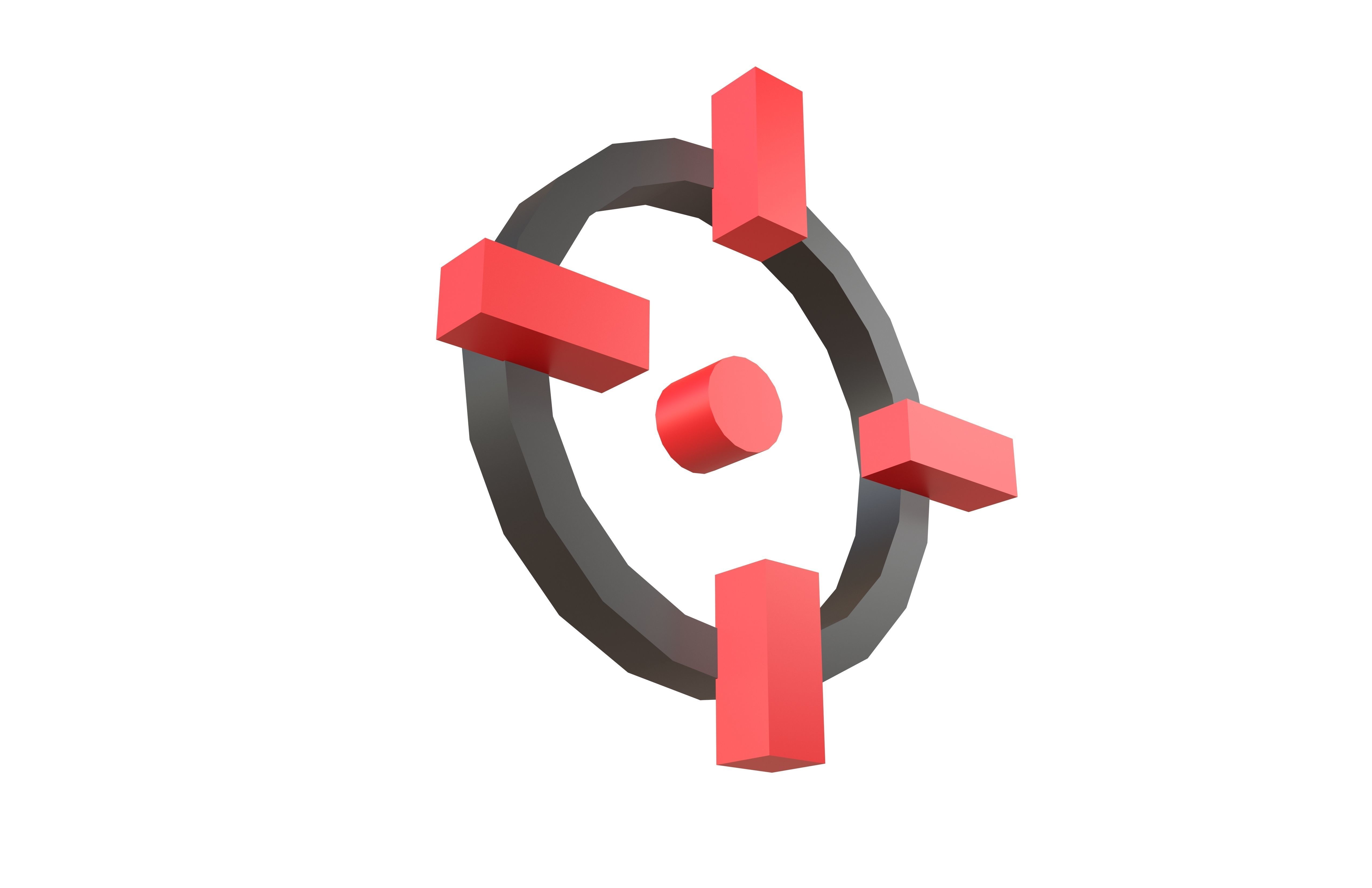 Crosshair Symbol v7 001 Low-poly 3D model_2