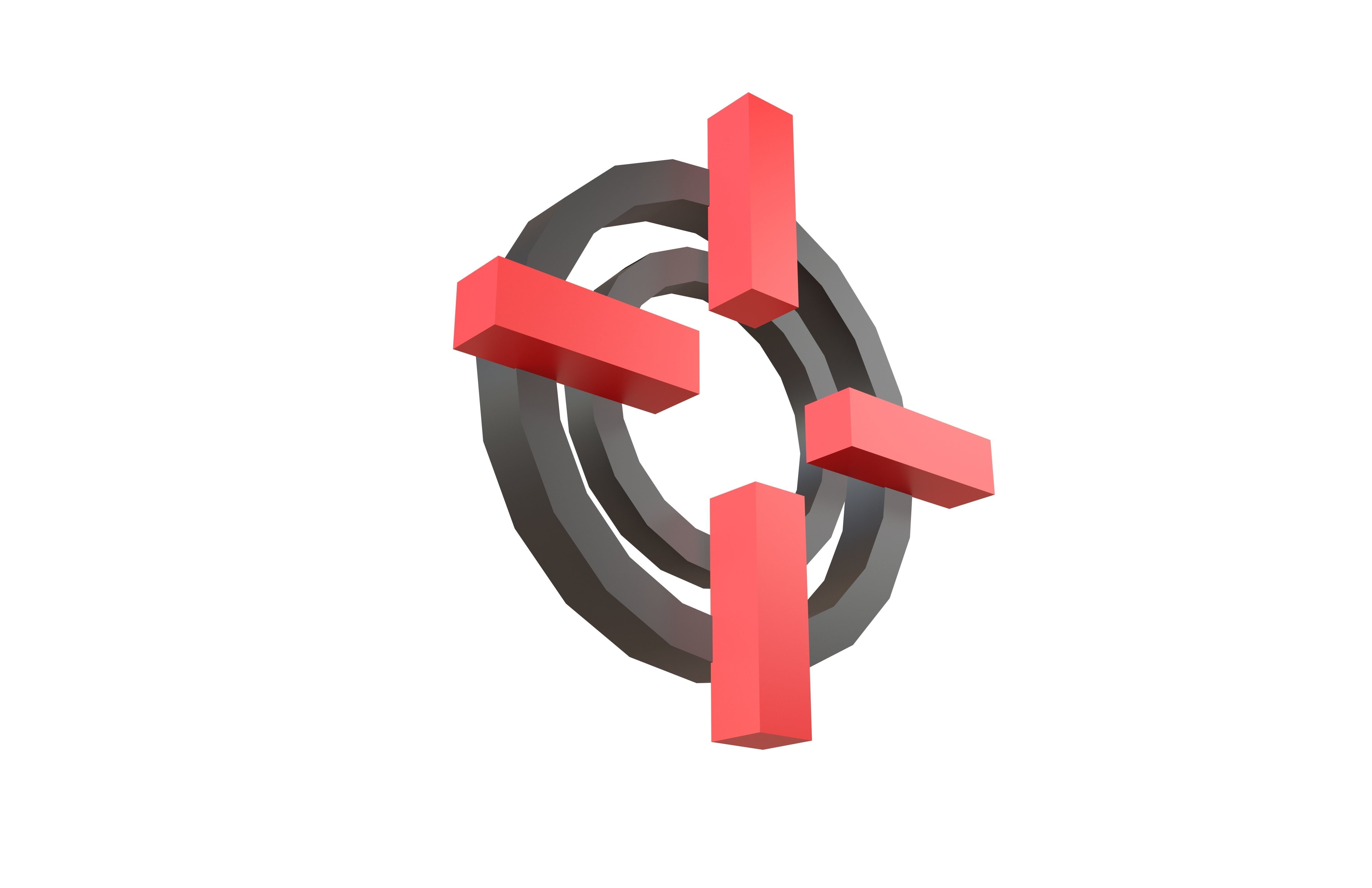 Crosshair Symbol v9 001 Low-poly 3D model_2