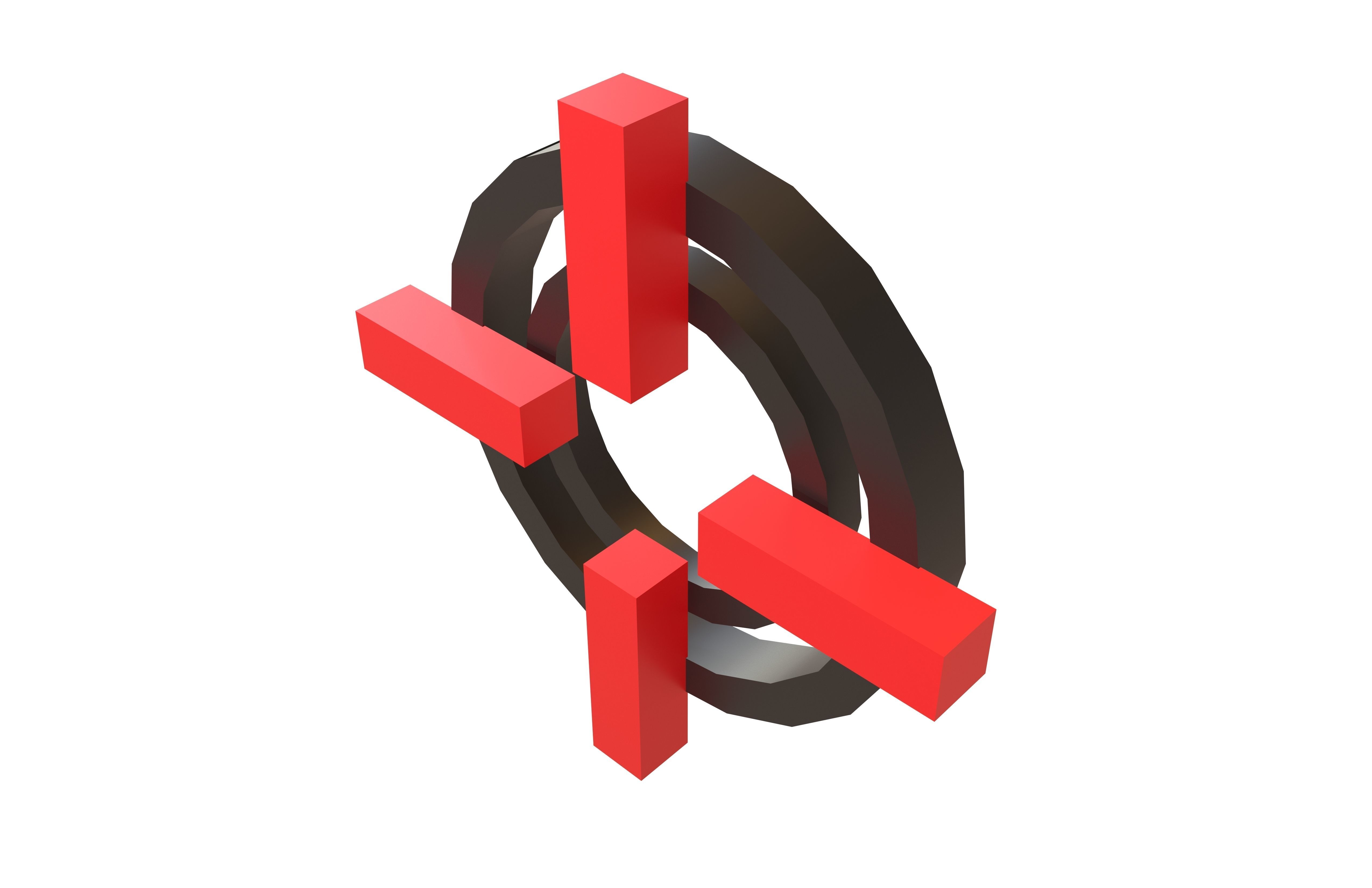 Crosshair Symbol v9 001 Low-poly 3D model_1
