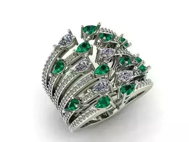 pear emerald and diamond ring