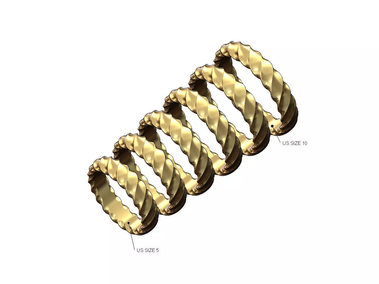 Wide twist motif band US sizes 5to10 3D print model