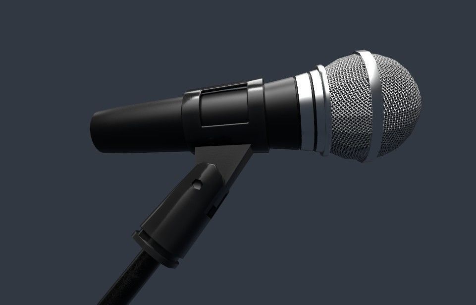 Microphone with Stand Low-poly 3D model_4