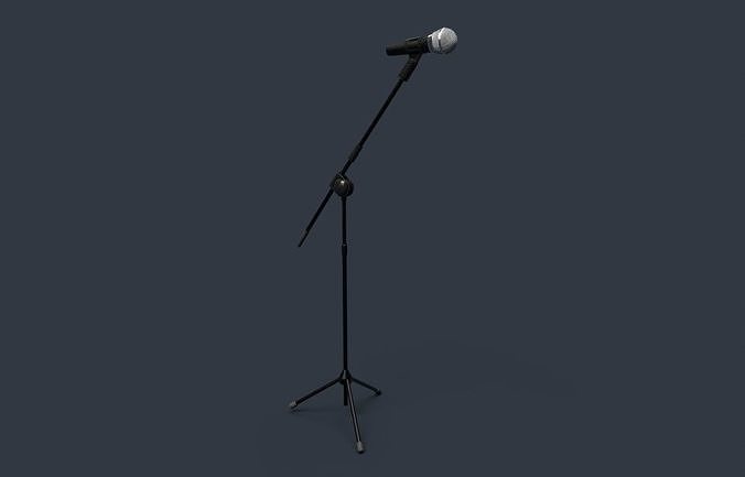 Microphone with Stand Low-poly 3D model
