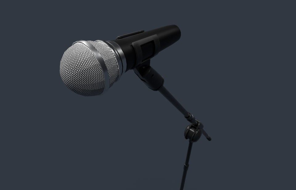 Microphone with Stand Low-poly 3D model_3