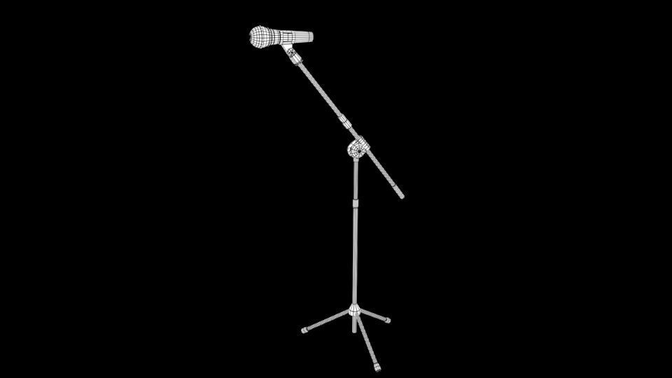 Microphone with Stand Low-poly 3D model_6
